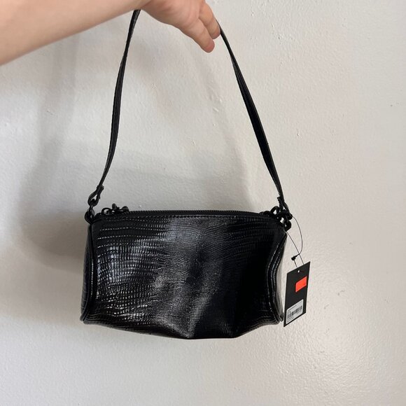 NWT FOREVER 21 Black Polyester Textured Shoulder Handbag - Picture 7 of 8